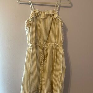 Cider Tan and White Striped Romper